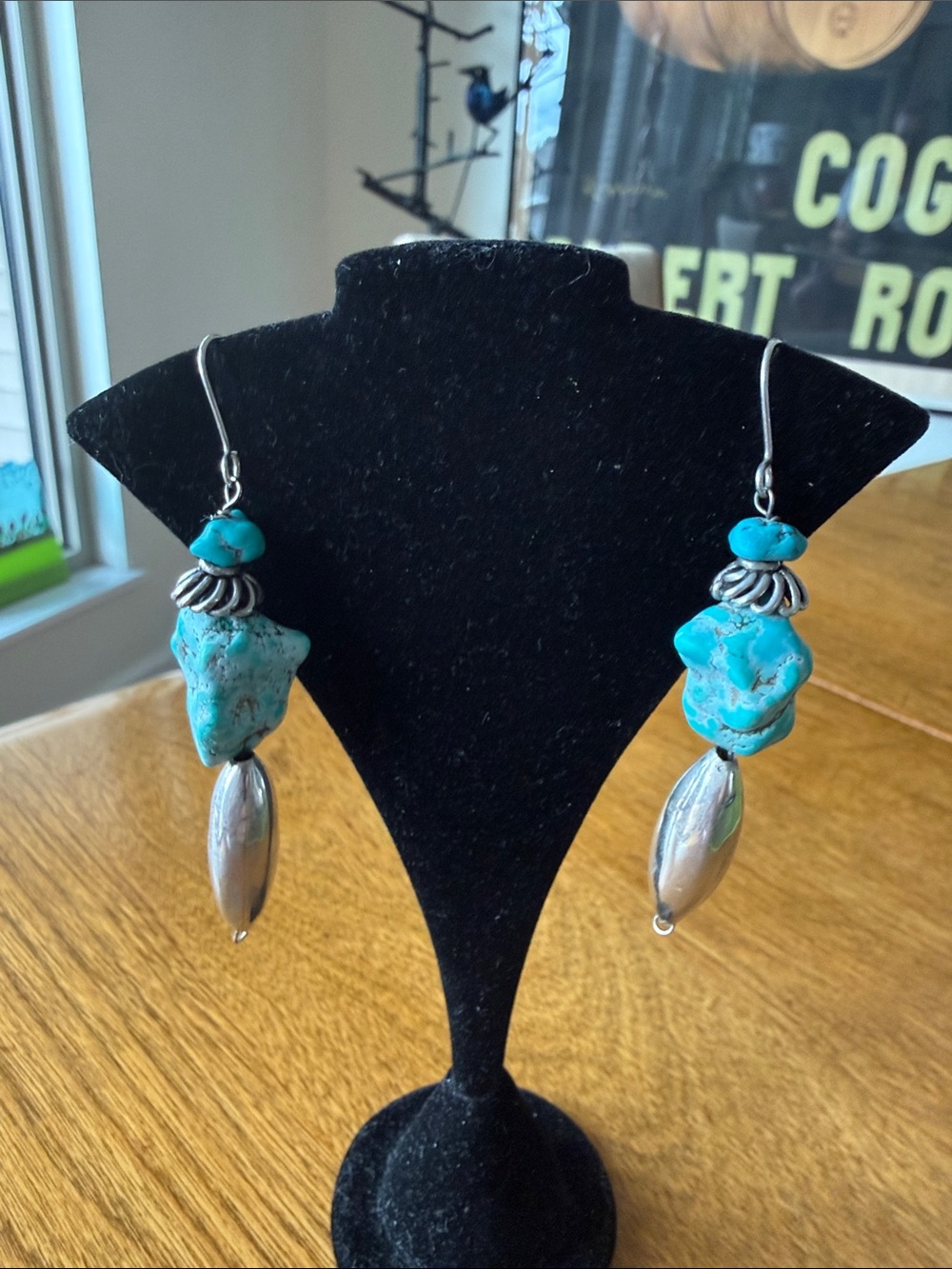 Southwestern silver/turquoise drops